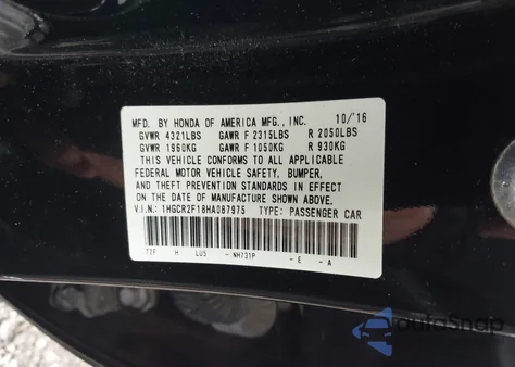 2017 Honda Accord Sport Se from USA, damaged, VIN 1HGCR2F18HA087975